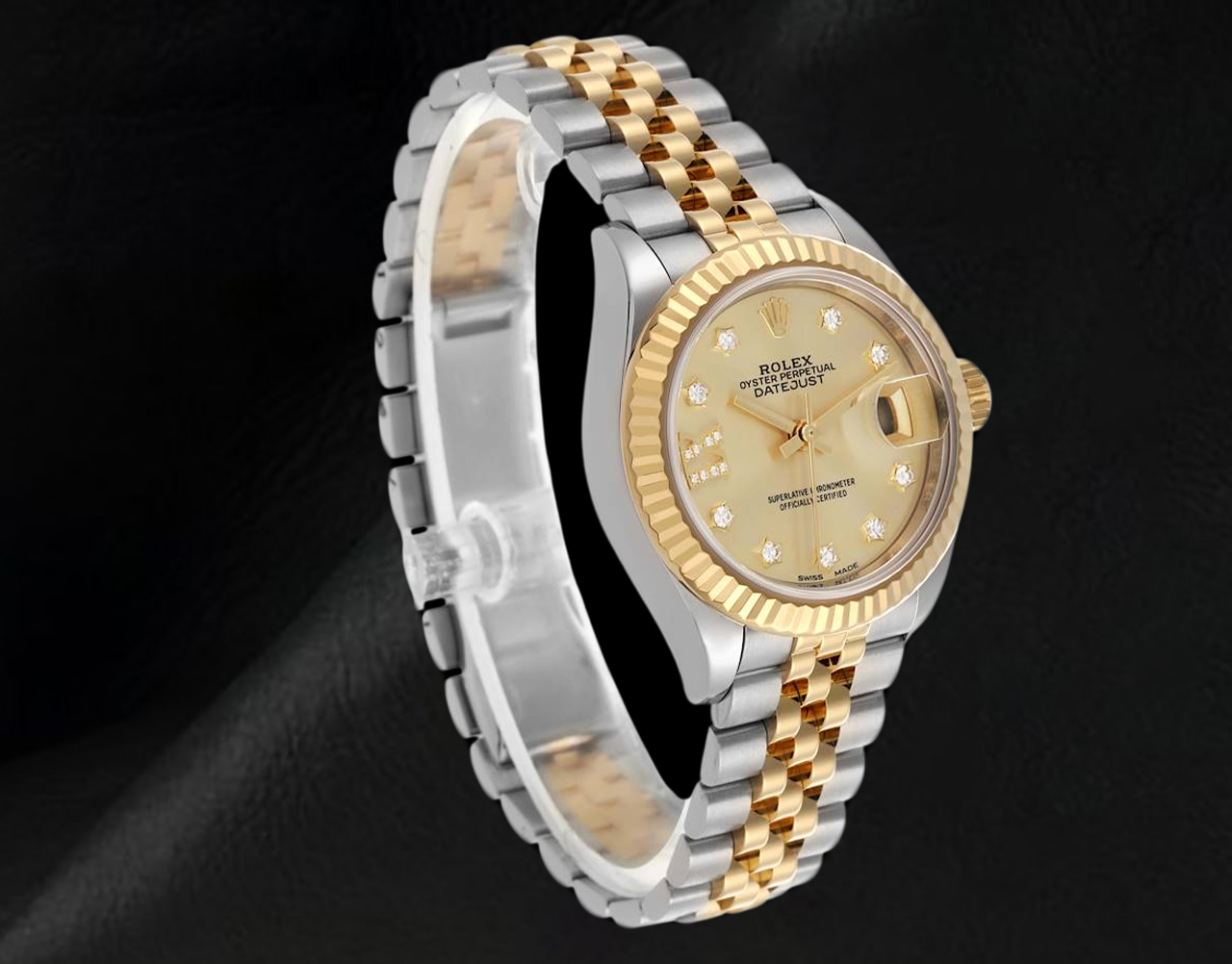 Rolex Datejust 28 mm Champagne Diamond Dial Ladies Watch 279173
