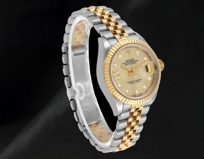 Rolex Datejust 28 mm Champagne Diamond Dial Ladies Watch 279173