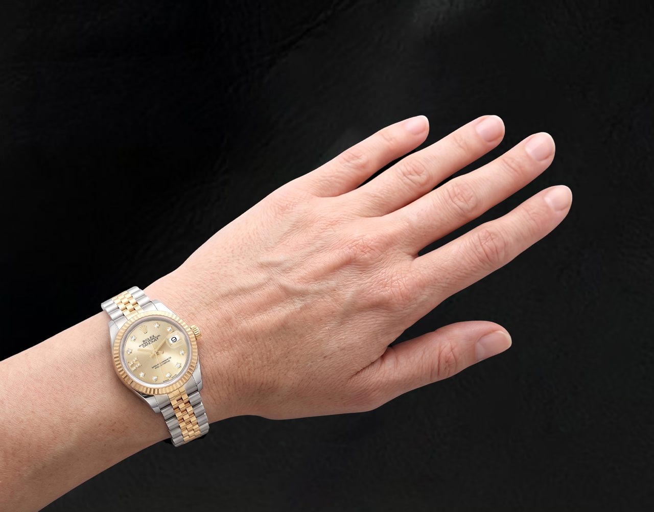 Rolex Datejust 28 mm Champagne Diamond Dial Ladies Watch 279173