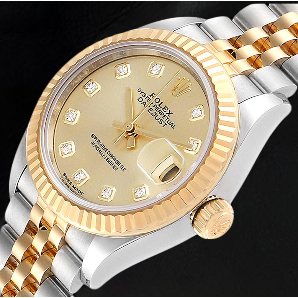 Rolex Datejust 28 mm Stainless Steel and Yellow Gold Diamond Ladies Watch 279173