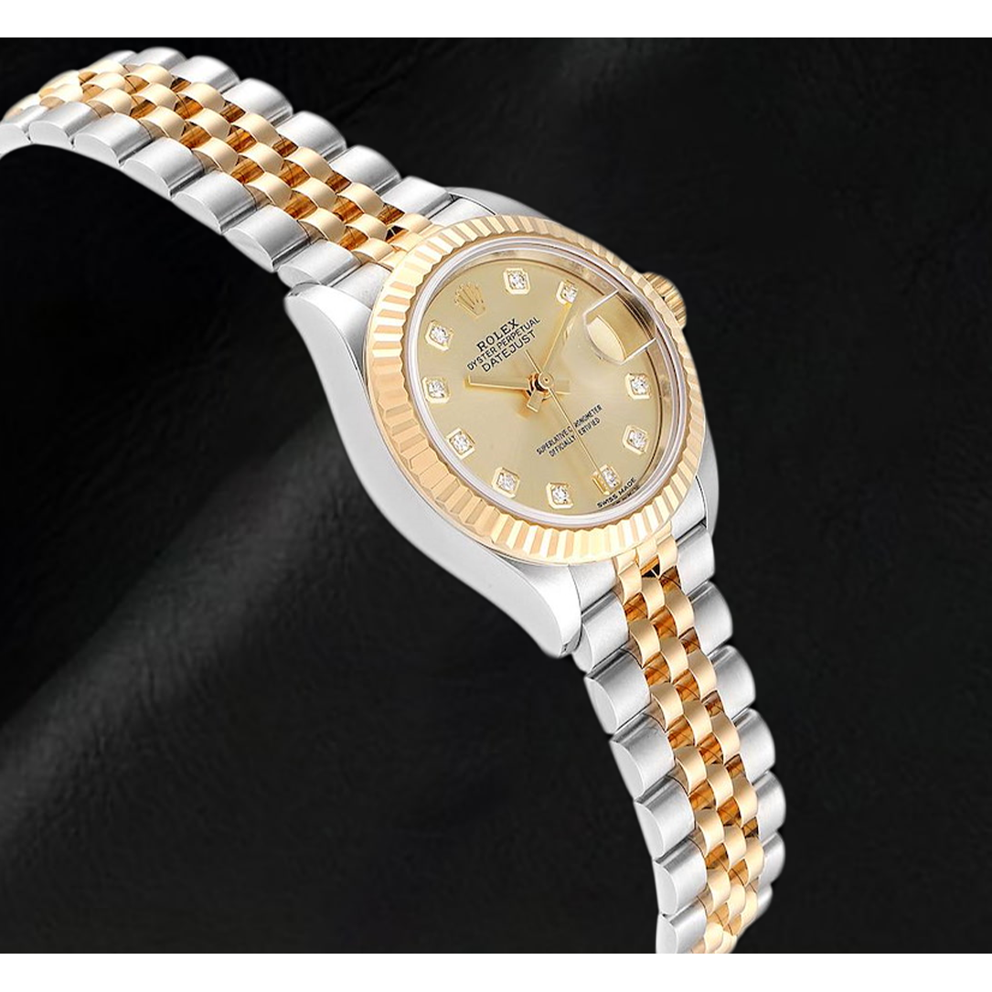 Rolex Datejust 28 mm Stainless Steel and Yellow Gold Diamond Ladies Watch 279173