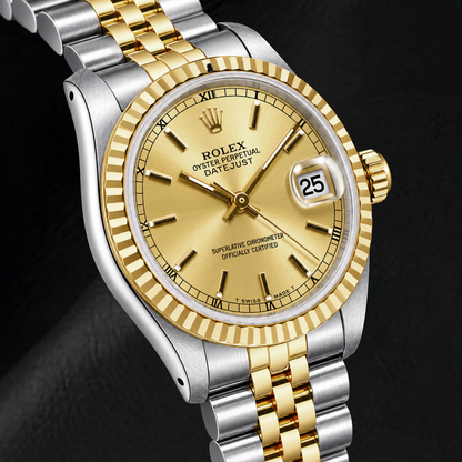 Rolex Datejust 31MM 6824 Champagne Stick Roman Dial Two Tone Watch
