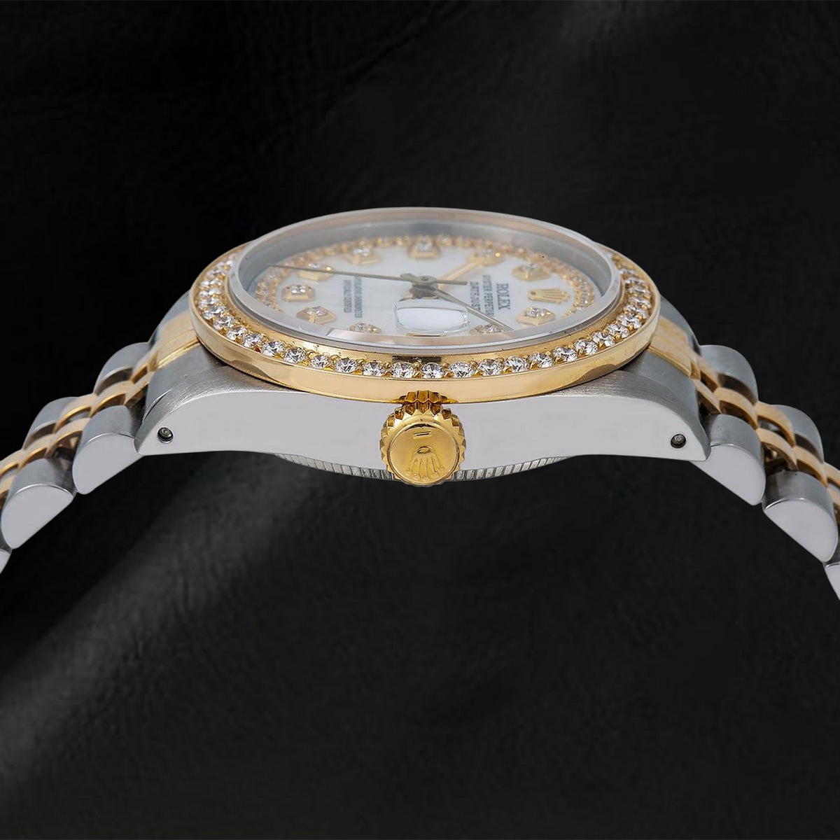 Rolex Datejust 31MM 6824 White Mother of Pearl String Diamond Dial Two Tone Jubilee Bracelet