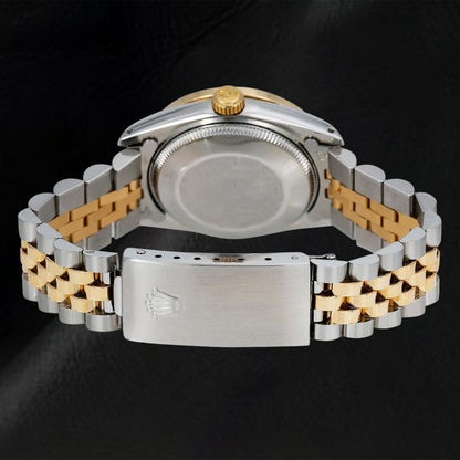 Rolex Datejust 31MM 6824 White Mother of Pearl String Diamond Dial Two Tone Jubilee Bracelet