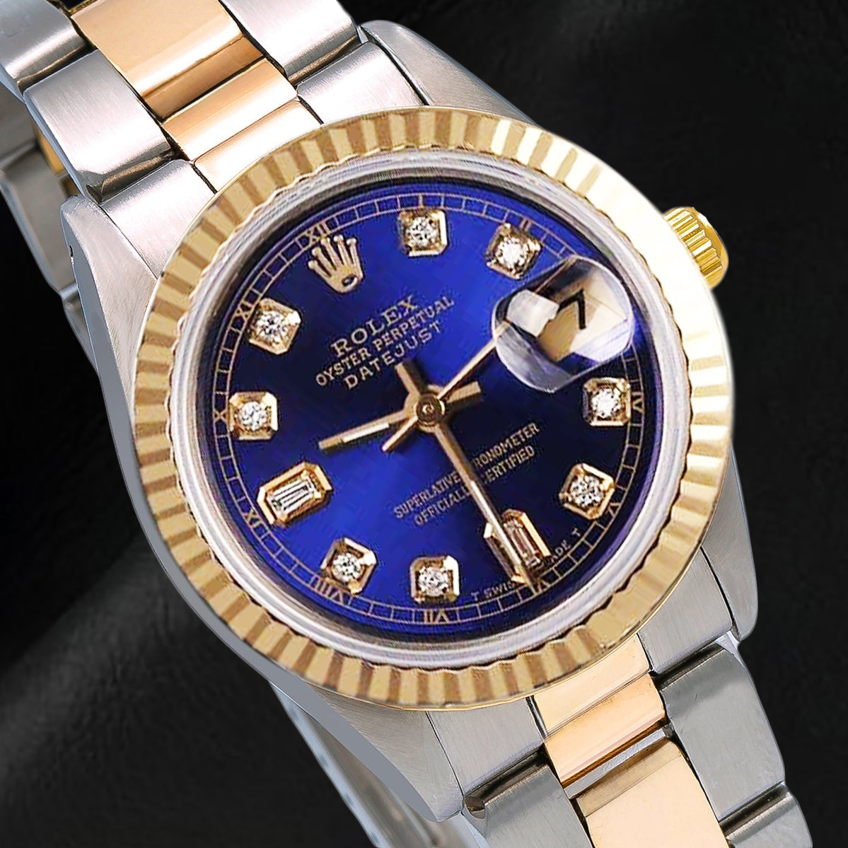 Rolex Datejust 31 mm Blue Diamond Dial Two Tone Oyster Bracelet Watch