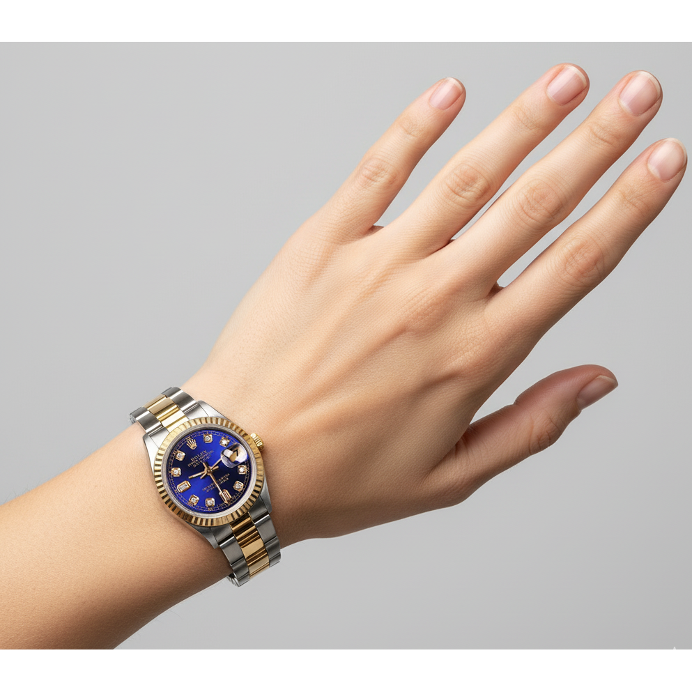 Rolex Datejust 31 mm Blue Diamond Dial Two Tone Oyster Bracelet Watch