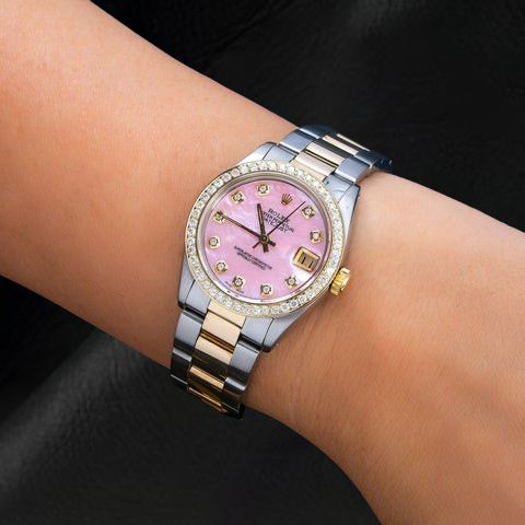 Datejust 31 Pink On Wrist Two Tone Rolex Lady Datejust 31 On Wrist