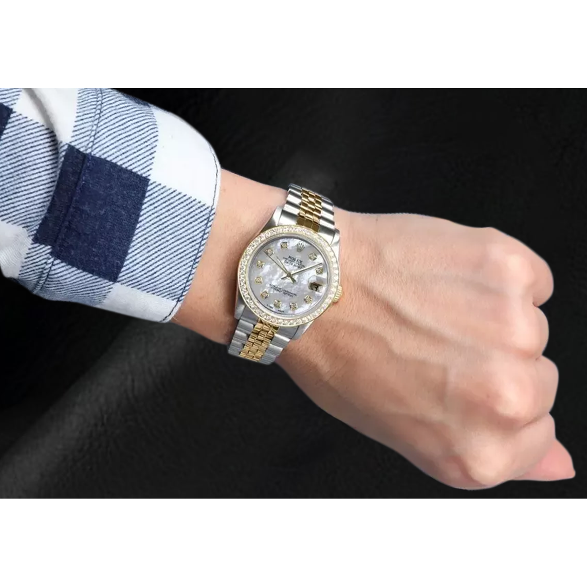 Rolex Datejust 31 mm White Mother Of Pearl Diamond Dial Two Tone Watch