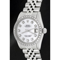 Rolex Datejust 31 mm White of Mother of Pearl Diamond Dial Stainless Steel Watch