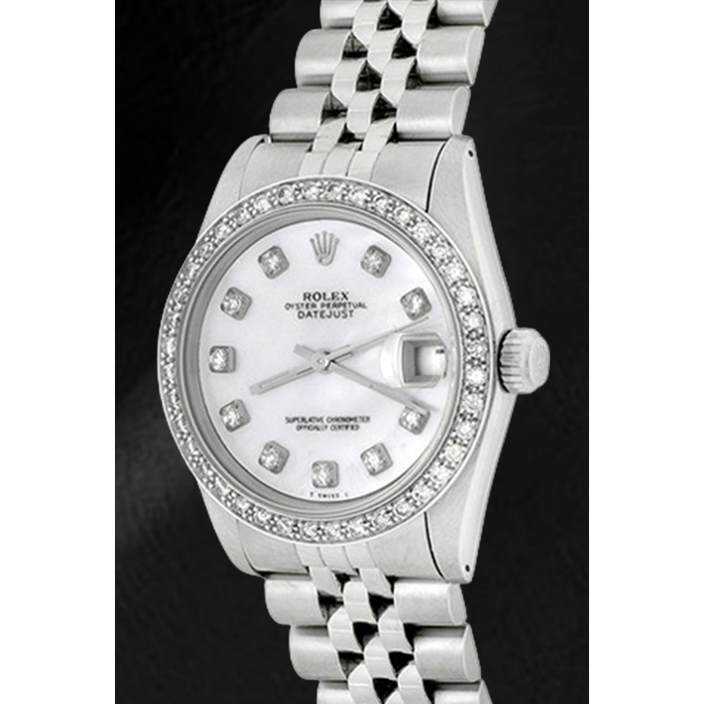 Rolex Datejust 31 mm White of Mother of Pearl Diamond Dial Stainless Steel Watch