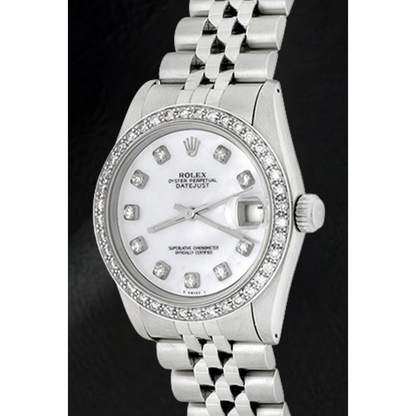 Rolex Datejust 31 mm White of Mother of Pearl Diamond Dial Stainless Steel Watch