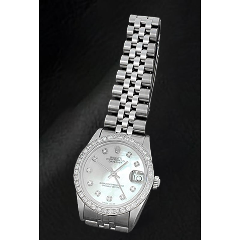 Rolex Datejust 31 mm White of Mother of Pearl Diamond Dial Stainless Steel Watch