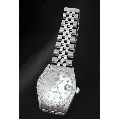 Rolex Datejust 31 mm White of Mother of Pearl Diamond Dial Stainless Steel Watch