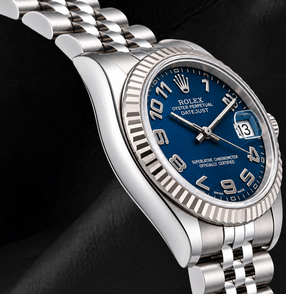 Rolex Datejust 31mm 178274 Blue Arabic Dial White Gold Fluted Bezel Watch