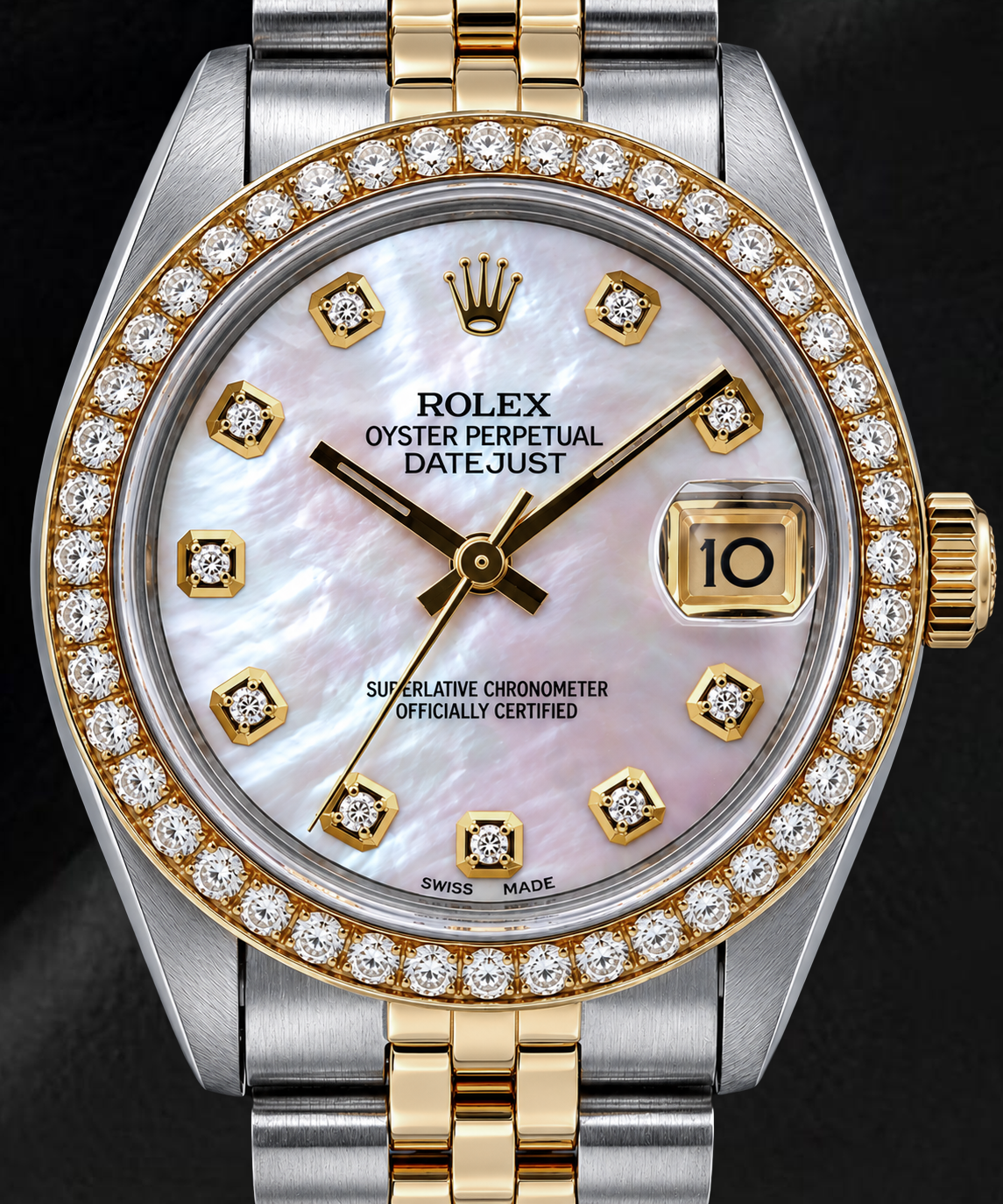 Rolex Datejust 31mm 68273 Pink Mother of Pearl Diamond Dial Two Tone Watch
