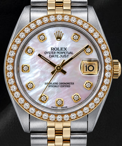 Rolex Datejust 31mm 68273 Pink Mother of Pearl Diamond Dial Two Tone Watch