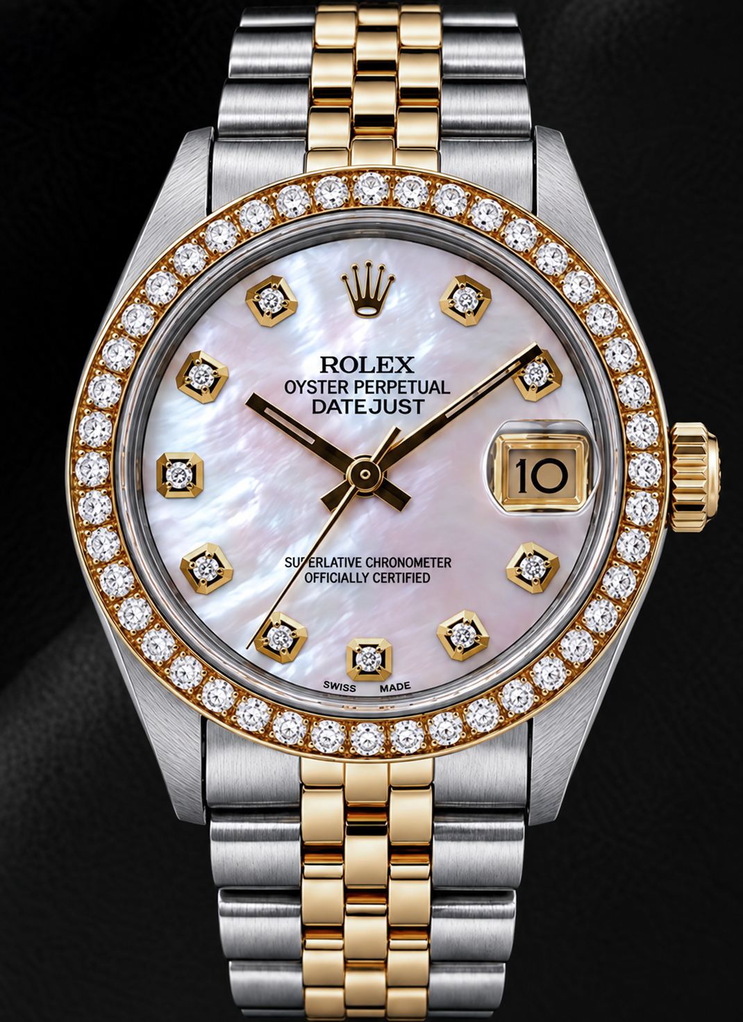 Rolex Datejust 31mm 68273 Pink Mother of Pearl Diamond Dial Two Tone Watch