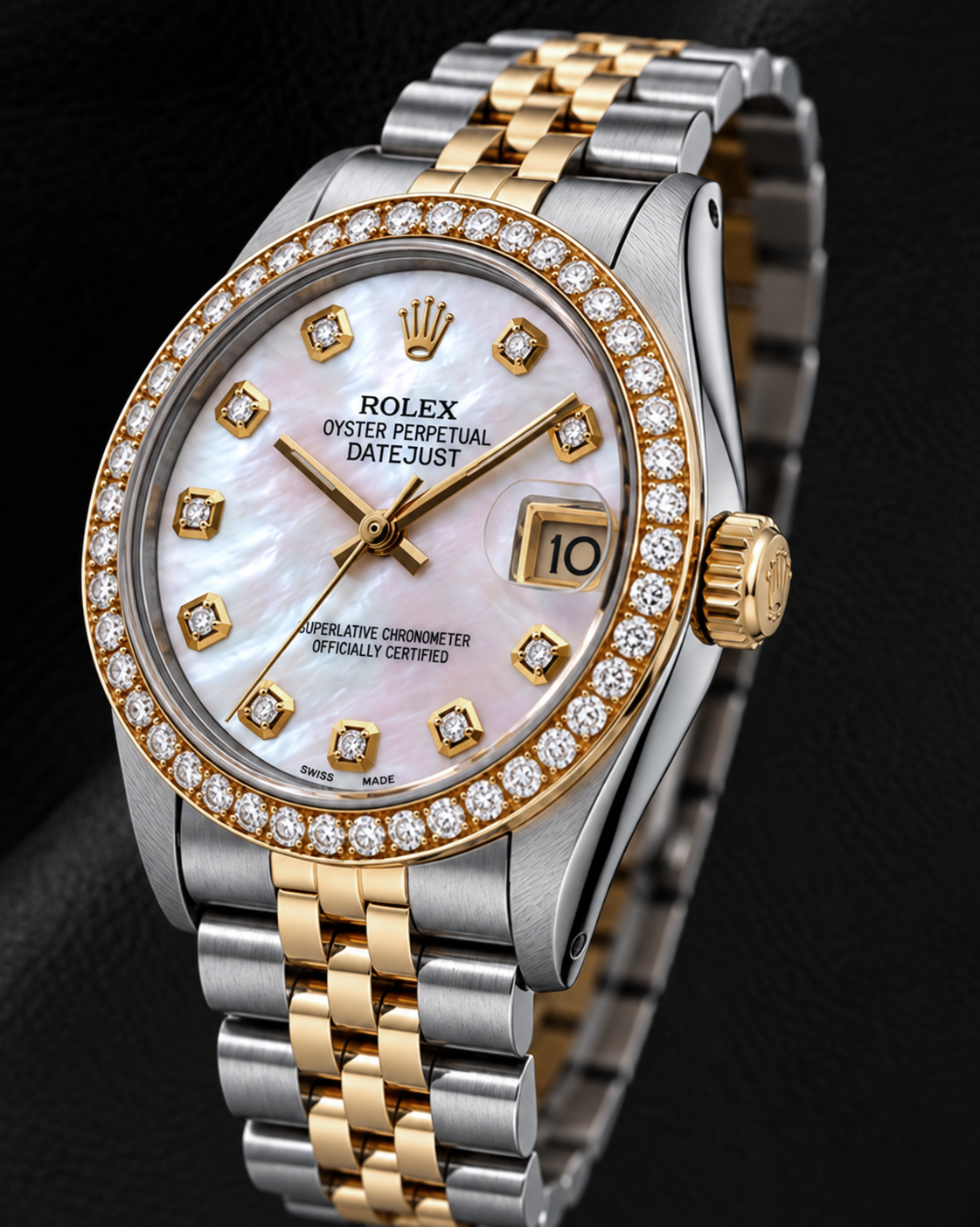 Rolex Datejust 31mm 68273 Pink Mother of Pearl Diamond Dial Two Tone Watch