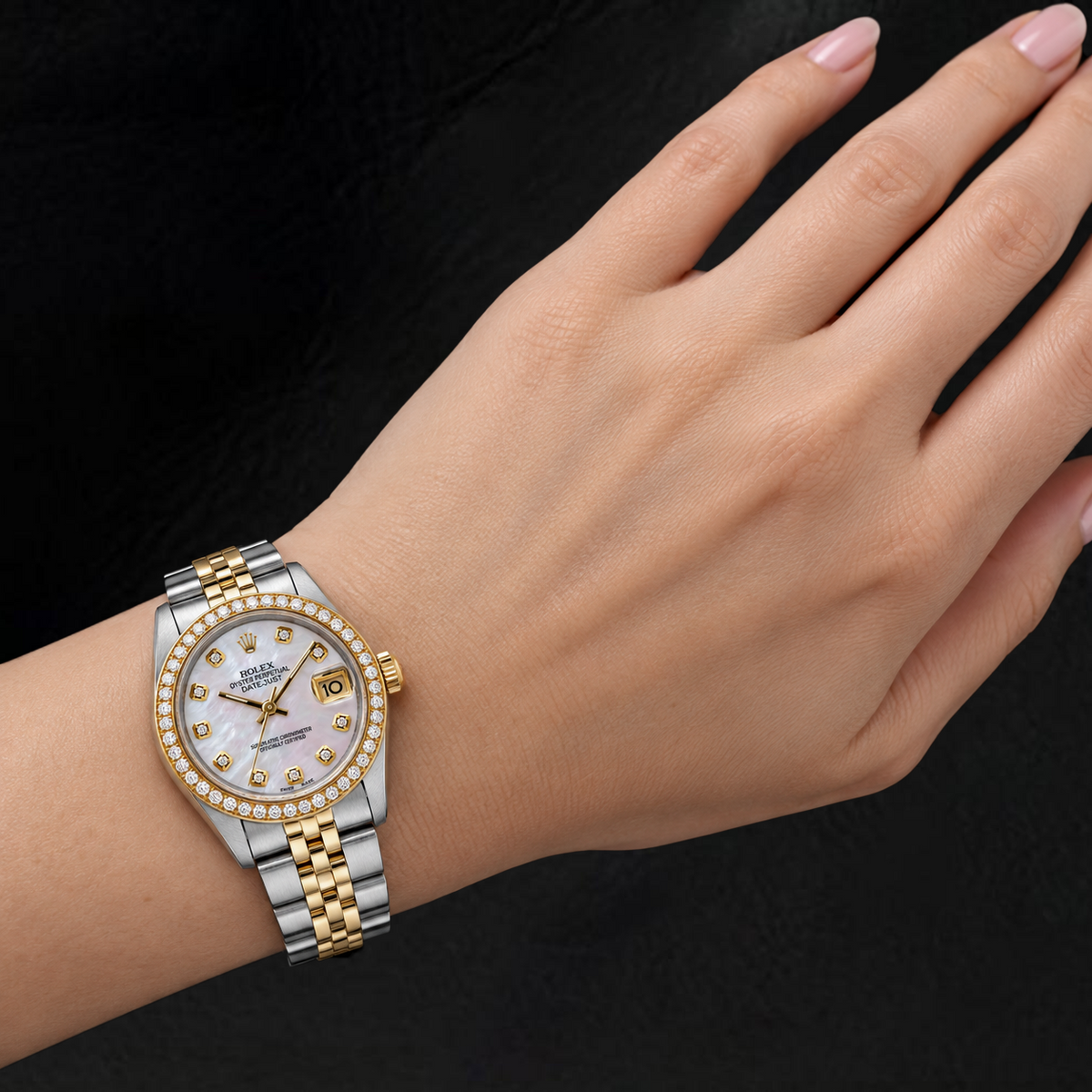 Rolex Datejust 31mm 68273 Pink Mother of Pearl Diamond Dial Two Tone Watch