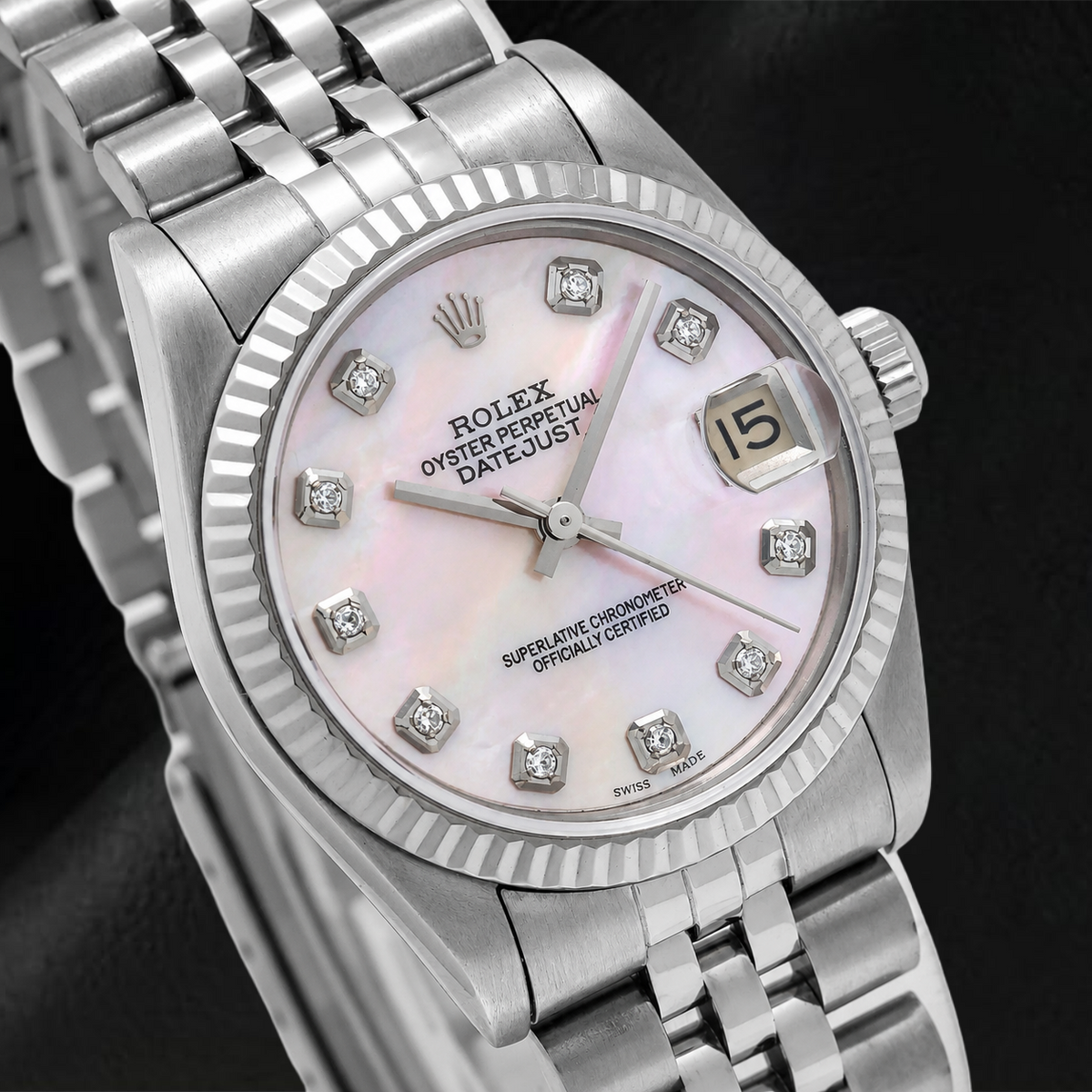 Rolex Datejust 31mm 78274 Pink Mother of Pearl Diamond Dial Stainless Steel Jubilee Bracelet Watch