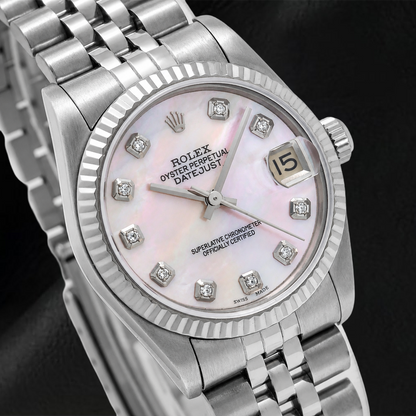 Rolex Datejust 31mm 78274 Pink Mother of Pearl Diamond Dial Stainless Steel Jubilee Bracelet Watch
