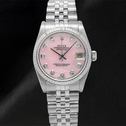 Rolex Datejust 31mm 78274 Pink Mother of Pearl Diamond Dial Stainless Steel Jubilee Bracelet Watch
