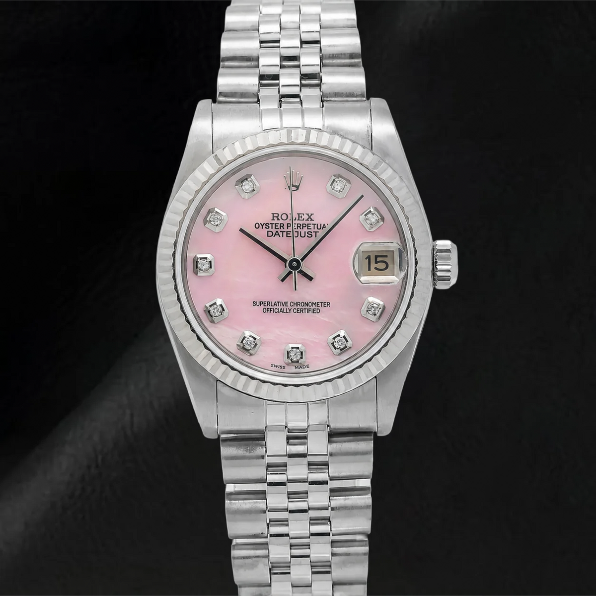 Rolex Datejust 31mm 78274 Pink Mother of Pearl Diamond Dial Stainless Steel Jubilee Bracelet Watch