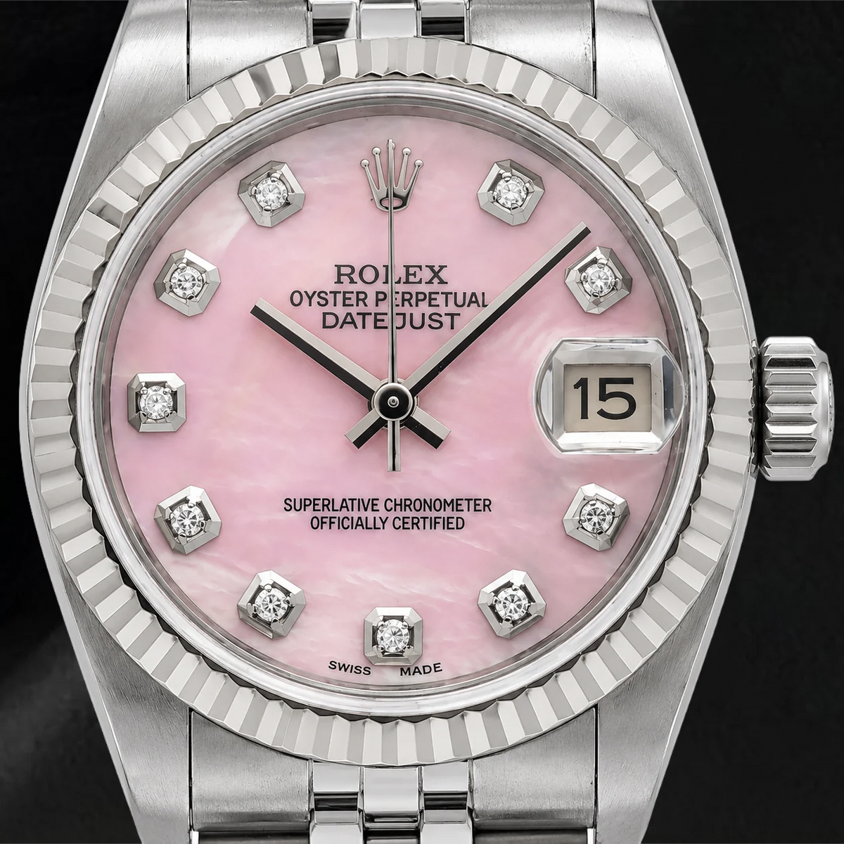 Rolex Datejust 31mm 78274 Pink Mother of Pearl Diamond Dial Stainless Steel Jubilee Bracelet Watch