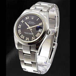Rolex Datejust 31mm Black Roman Dial Stainless Steel Ladies Watch