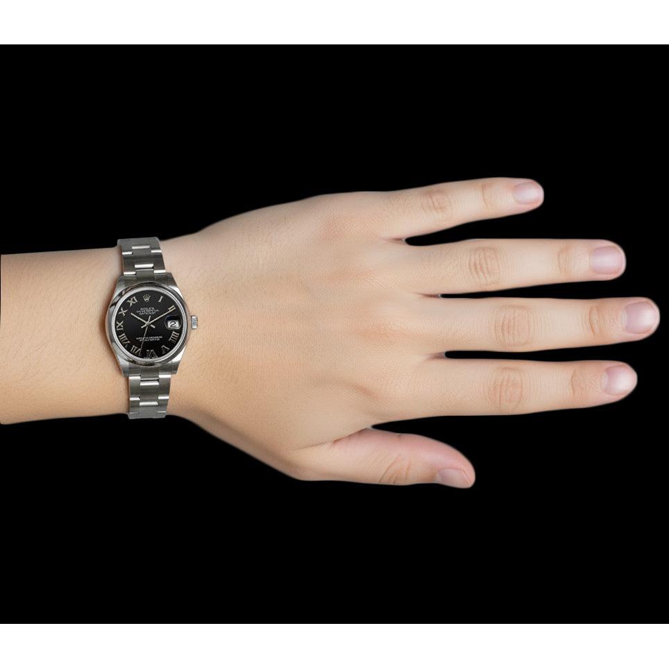 Rolex Datejust 31mm Black Roman Dial Stainless Steel Ladies Watch