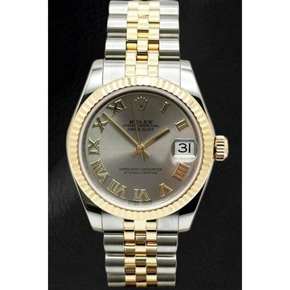 Rolex Datejust 31mm Gray Roman Dial 2015 Year Two Tone Watch