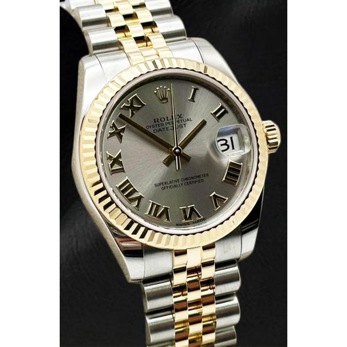 Rolex Datejust 31mm Gray Roman Dial 2015 Year Two Tone Watch