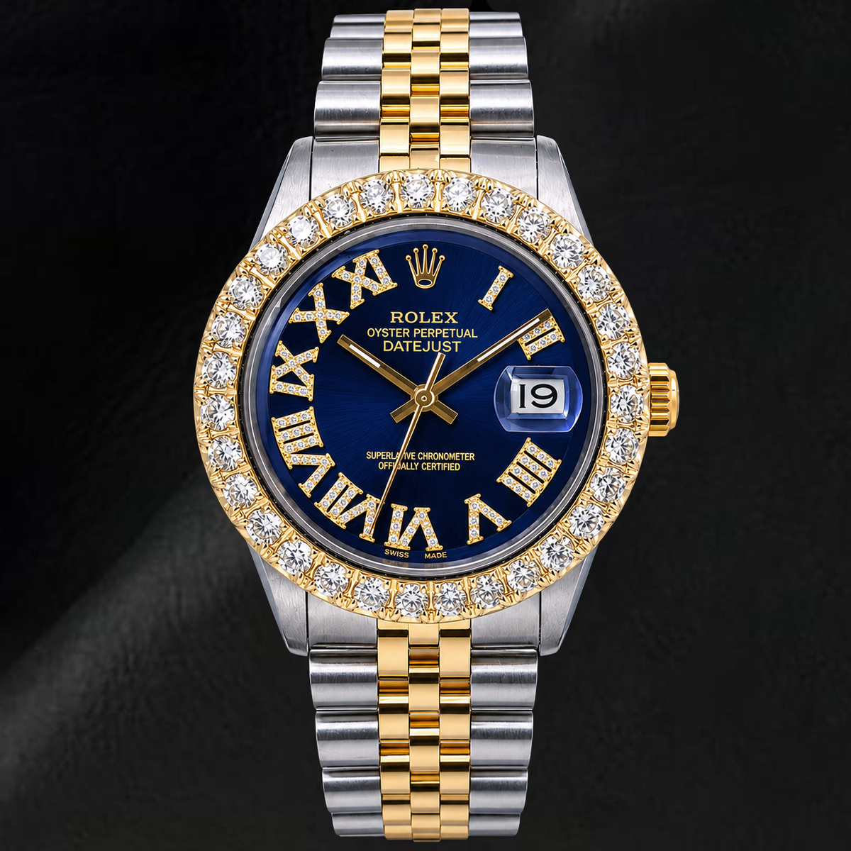 Rolex Datejust 36mm 1601 Blue Roman Diamond Dial Two Tone Jubilee Bracelet