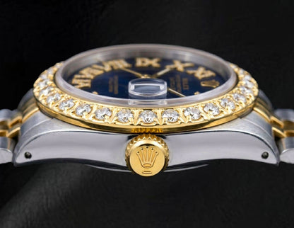 Rolex Datejust 36mm 1601 Blue Roman Diamond Dial Two Tone Jubilee Bracelet