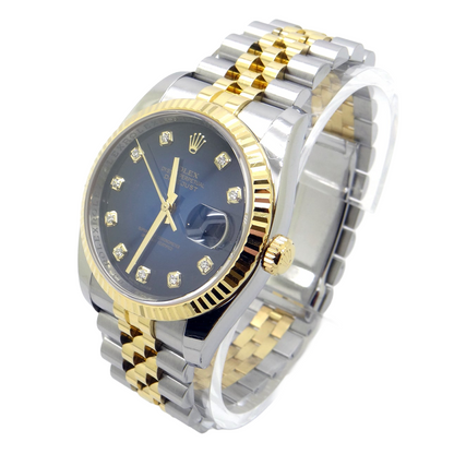 Rolex Datejust 36 Mm Men's Watch Diamond Dial Fluted Bezel QUICK SET