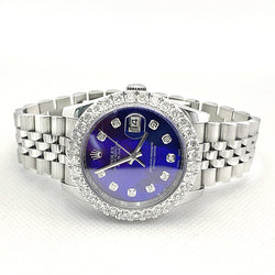 Rolex Datejust 36 mm Blue Mother of Pearl Diamond Dial Watch Concealed Clasp