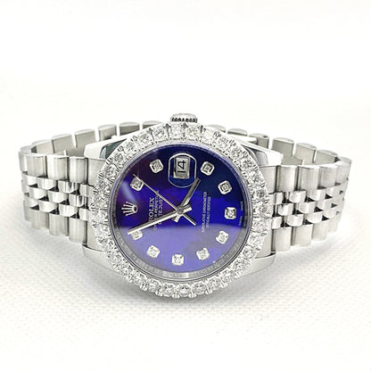 Rolex Datejust 36 mm Blue Mother of Pearl Diamond Dial Watch