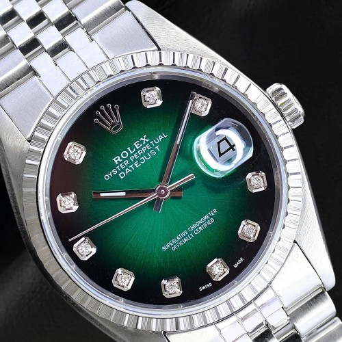 Rolex Datejust 36 mm Green Diamond Dial Stainless Steel Watch