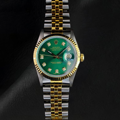 Rolex Datejust 36 mm Green Diamond Dial Two Tone Watch