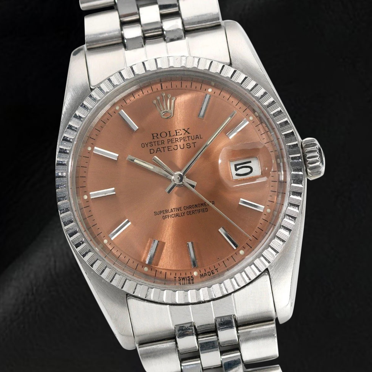 Rolex Datejust 36 mm Salmon Stick Dial Stainless Steel Watch 