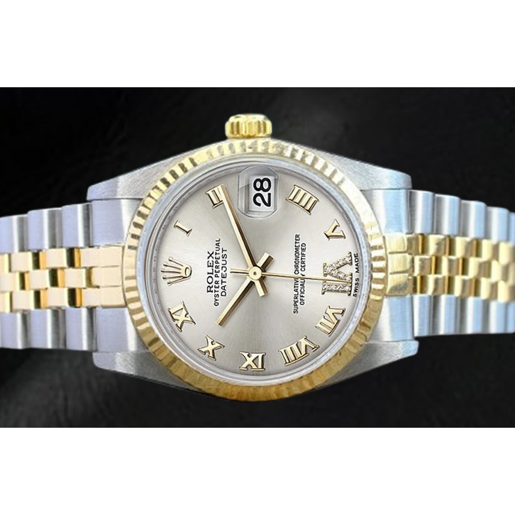 Rolex Datejust 36 mm Silver Roman Dial Two Tone Watch 