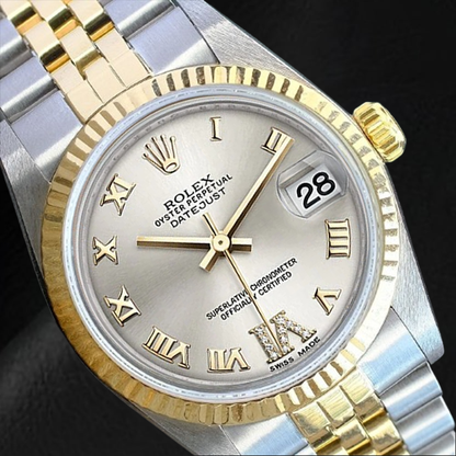 Rolex Datejust 36 mm Silver Roman Dial Two Tone Watch 