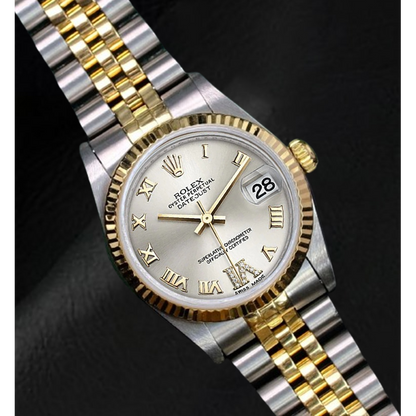 Rolex Datejust 36 mm Silver Roman Dial Two Tone Watch 
