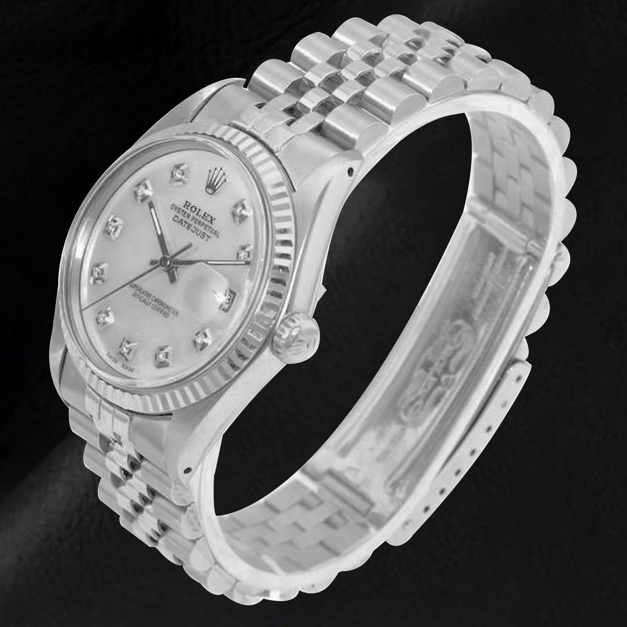 Rolex Datejust 36 mm White Mother Of Pearl Diamond Dial Stainless Steel Watch