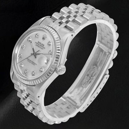 Rolex Datejust 36 mm White Mother Of Pearl Diamond Dial Stainless Steel Watch