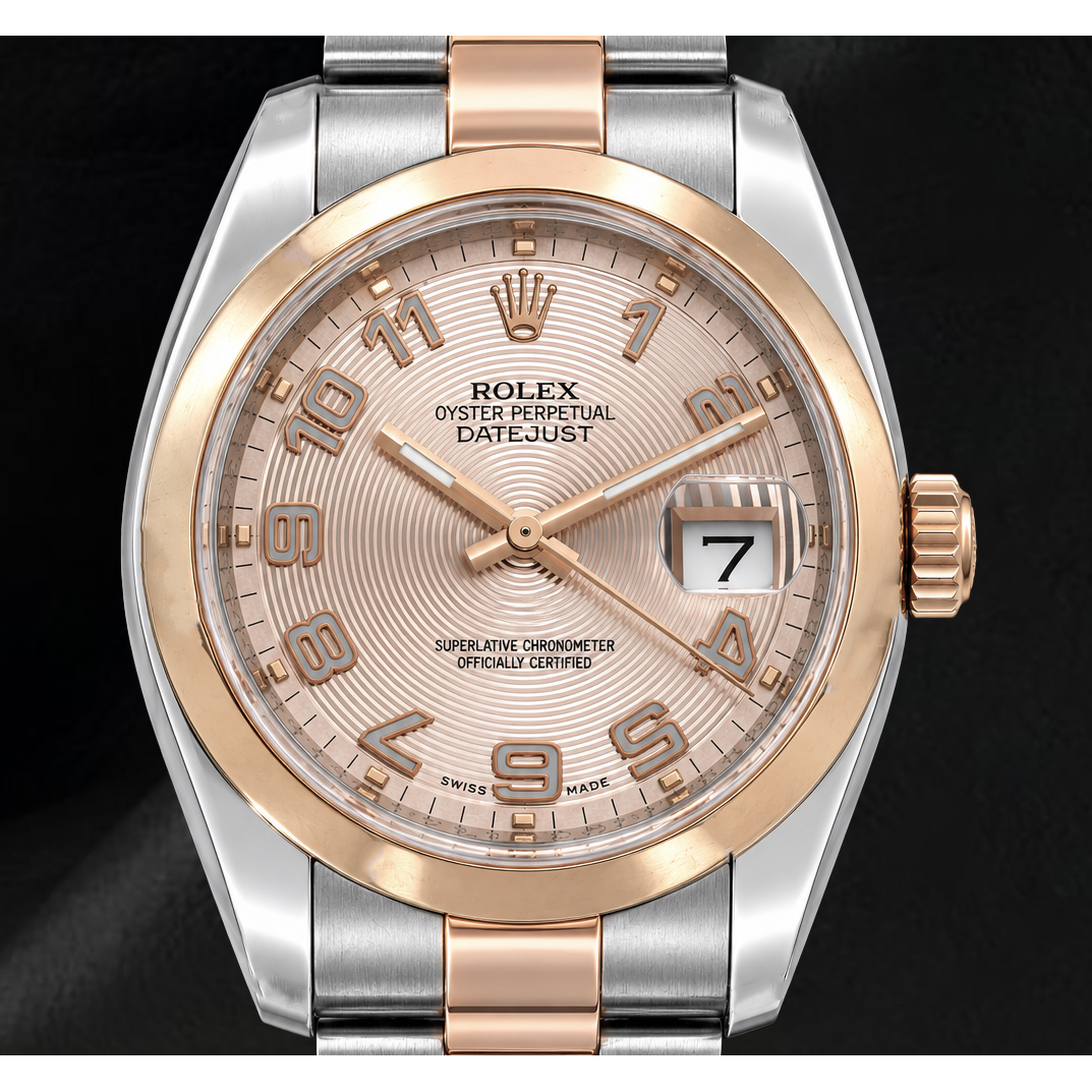 Rolex Datejust 36mm 116201 Pink Concentric Arabic Dial Two Tone Watch