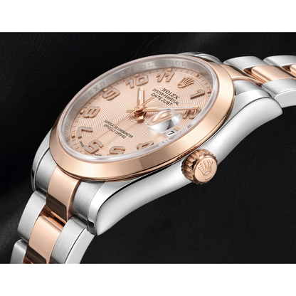 Rolex Datejust 36mm 116201 Pink Concentric Arabic Dial Two Tone Watch