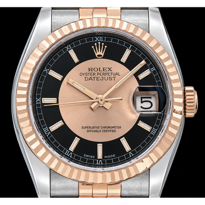 Rolex Datejust 36mm 116231 Black Dial Rose Gold and Stainless Steel Watch