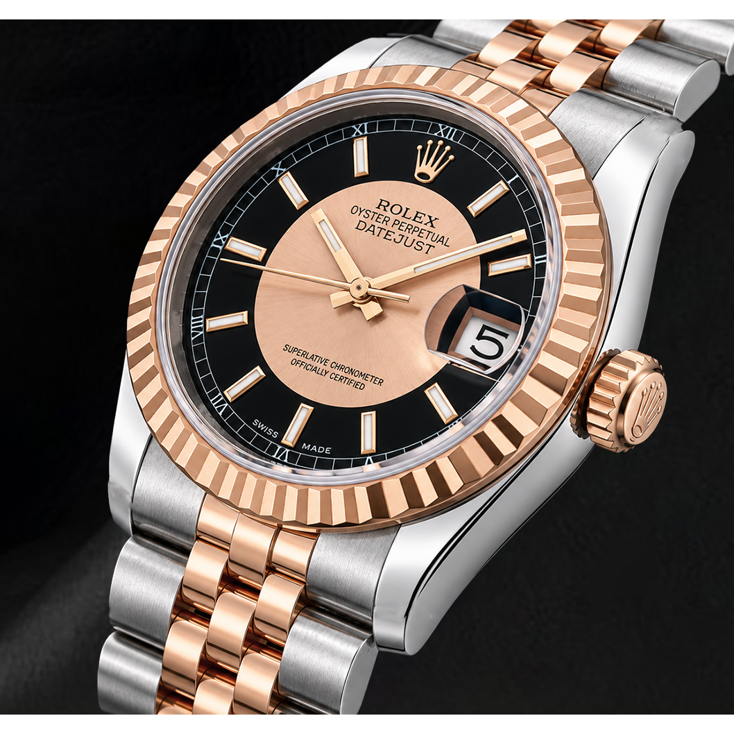 Rolex Datejust 36mm 116231 Black Dial Rose Gold and Stainless Steel Watch