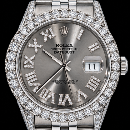 Rolex Datejust 36mm 16014 Silver Roman Diamond Dial Stainless Steel Watch